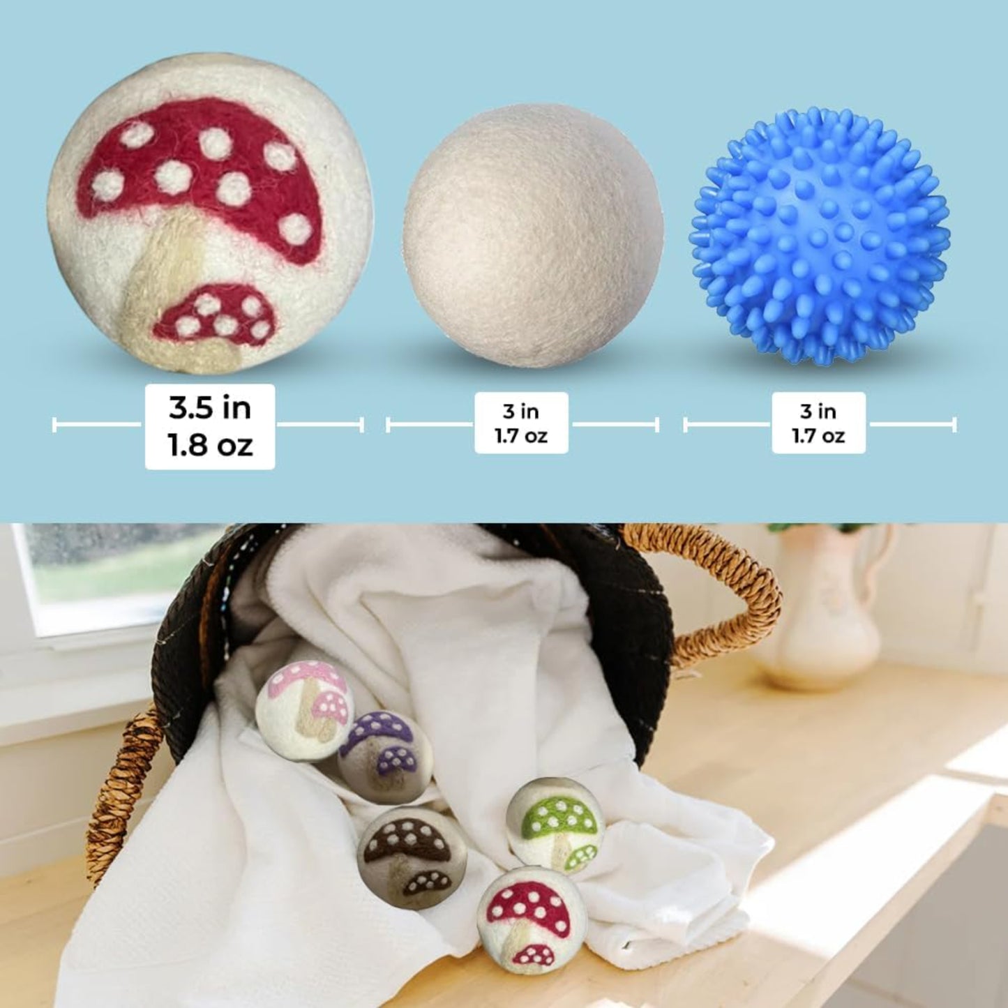 Wool Dryer Balls - 1000+ Loads - Pure Organic Wool - Reusable Natural Fabric Softener Perfect with Essential Oils, Reduce Clothing Static and Wrinkles