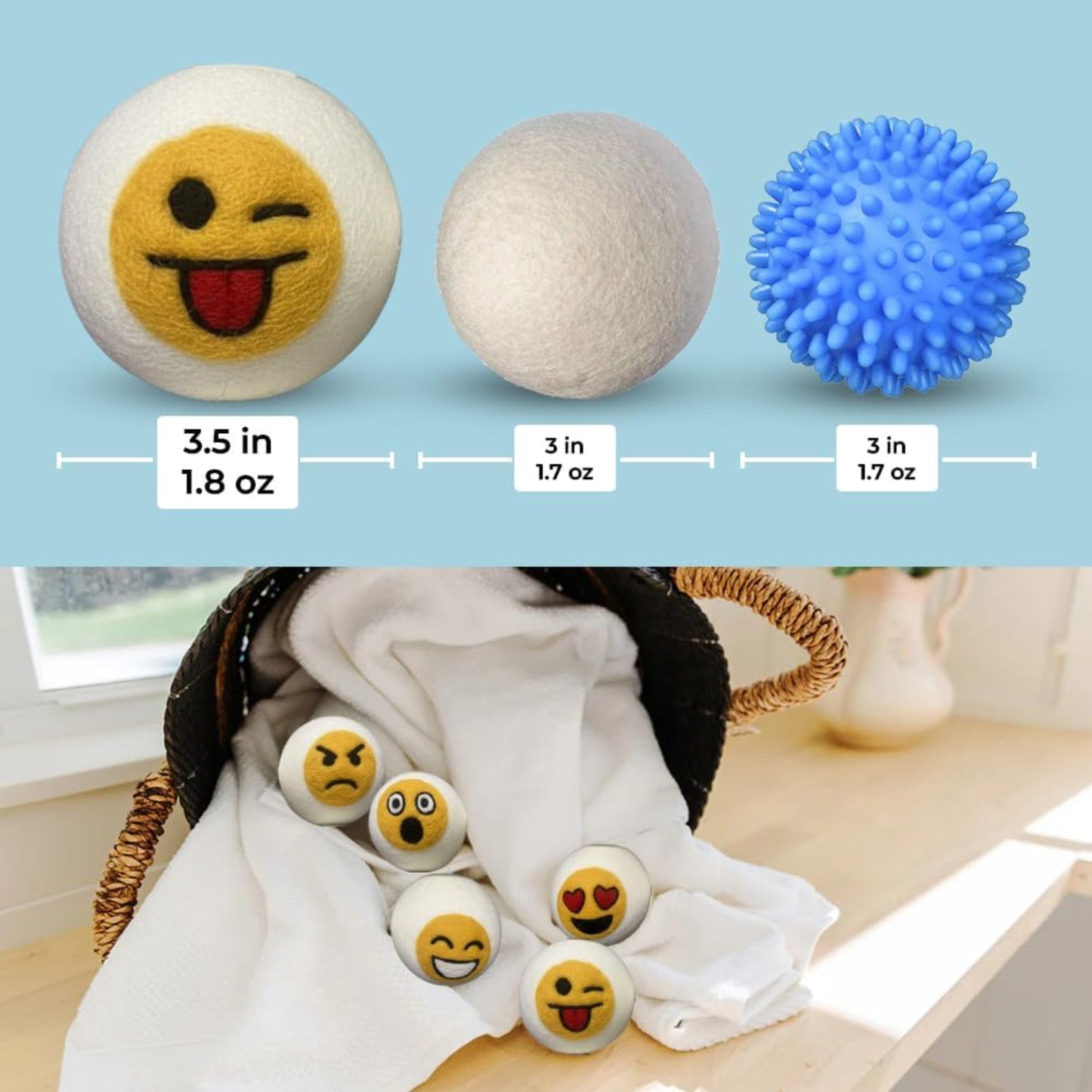 Wool Dryer Balls - 1000+ Loads - Pure Organic Wool - Reusable Natural Fabric Softener Perfect with Essential Oils, Reduce Clothing Static and Wrinkles