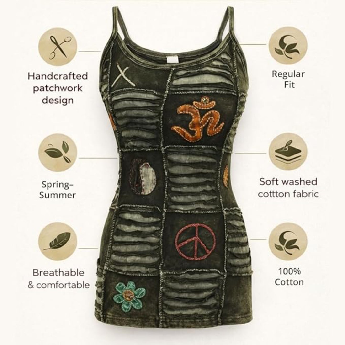 Women Slashed Faded Goth Embroidered Festival Tank Tops