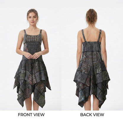 Women's Boho Patchwork Cotton Sleeveless Ethnic Hippy Flowy Festival Summer Dress