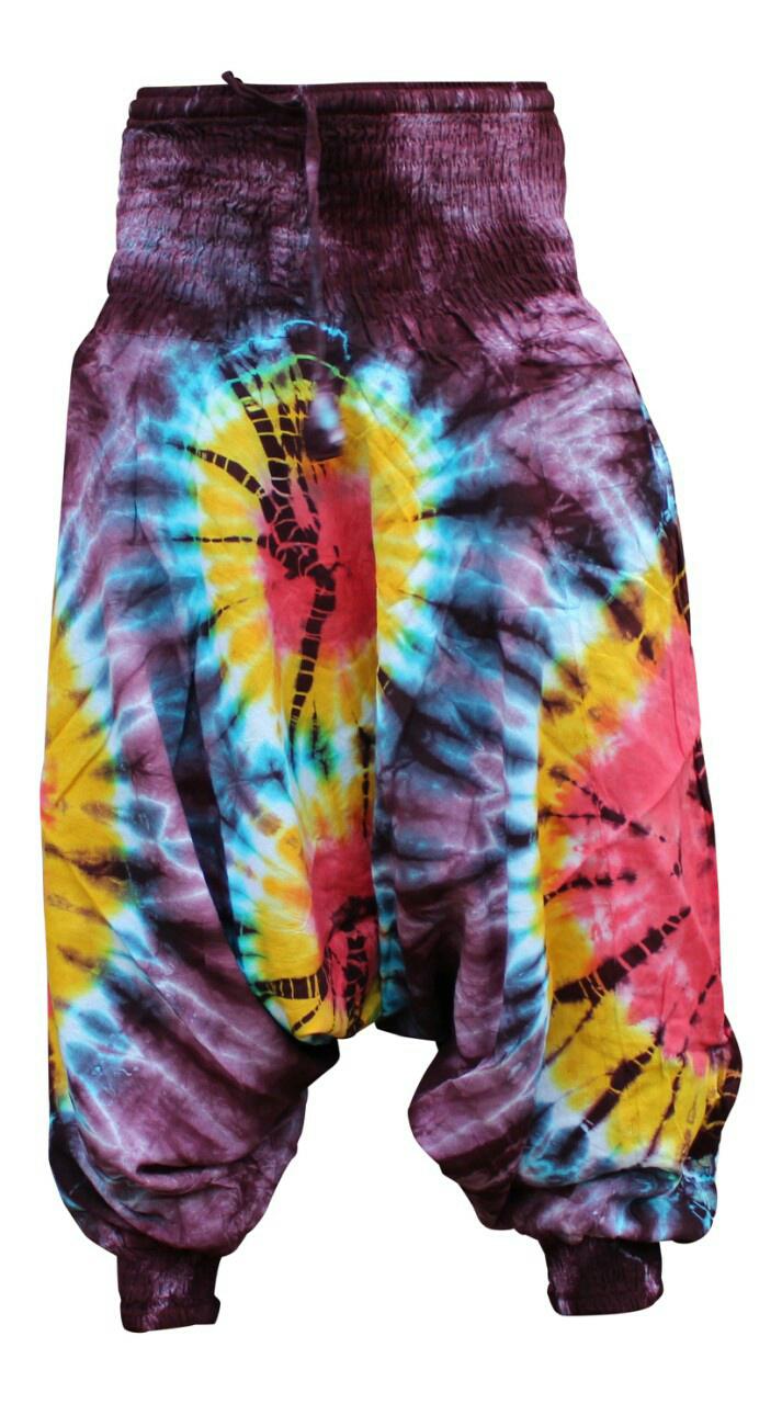 Tie Dye Harem Pants, Colourful Yoga Boho Baggy Trousers Hippie Clothes