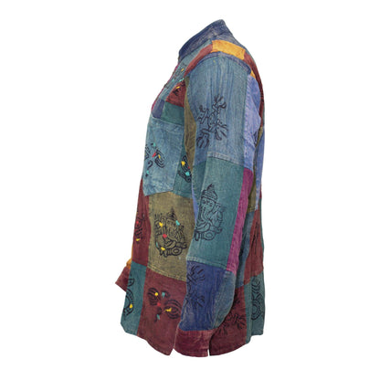 MEN HOLIDAY HIPSTER COLOURFUL TRADITIONAL PATCHWORK SHIRT