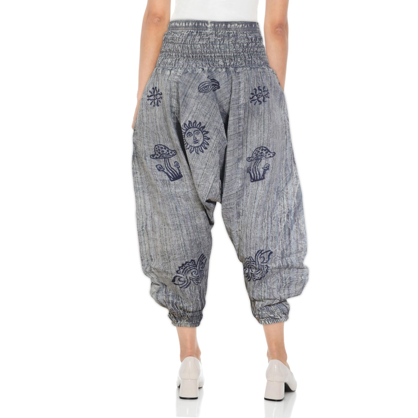 Ezhippie Womens Stonewashed Striped Harem Pants Hippie Trouser