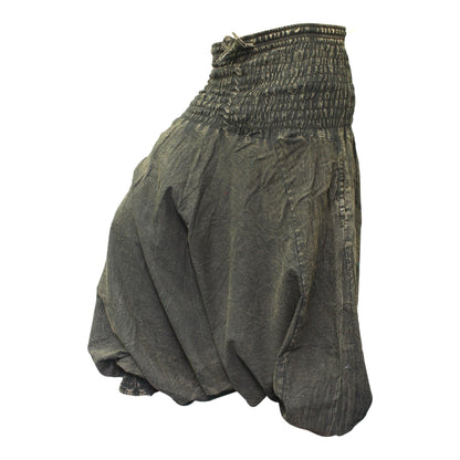 WOMEN STONEWASHED LOOSE FIT PLAIN HIPPIE HAREM TROUSER