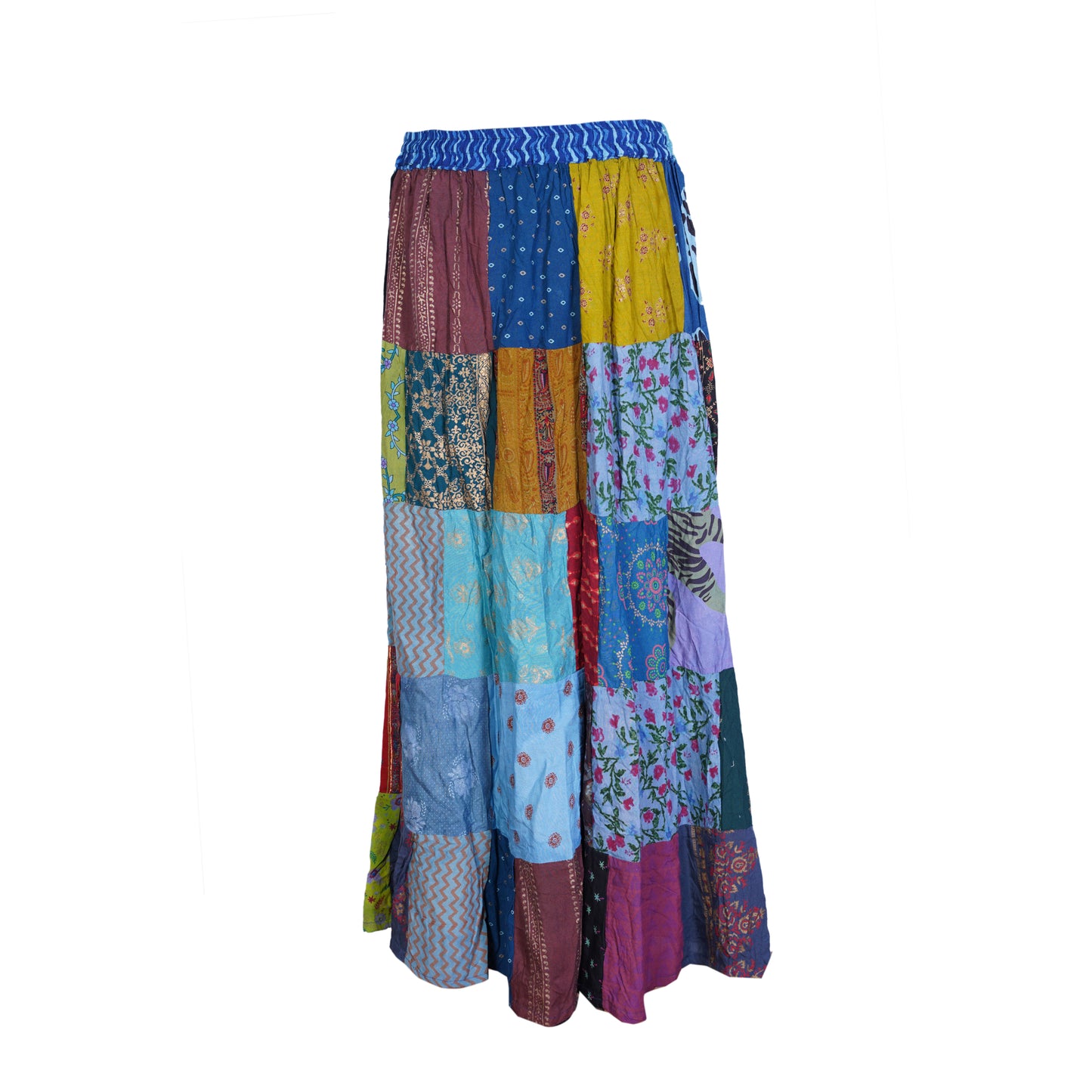 Women's Bohemian Cotton Patchwork Hippy Festival Gypsy Long Skirt