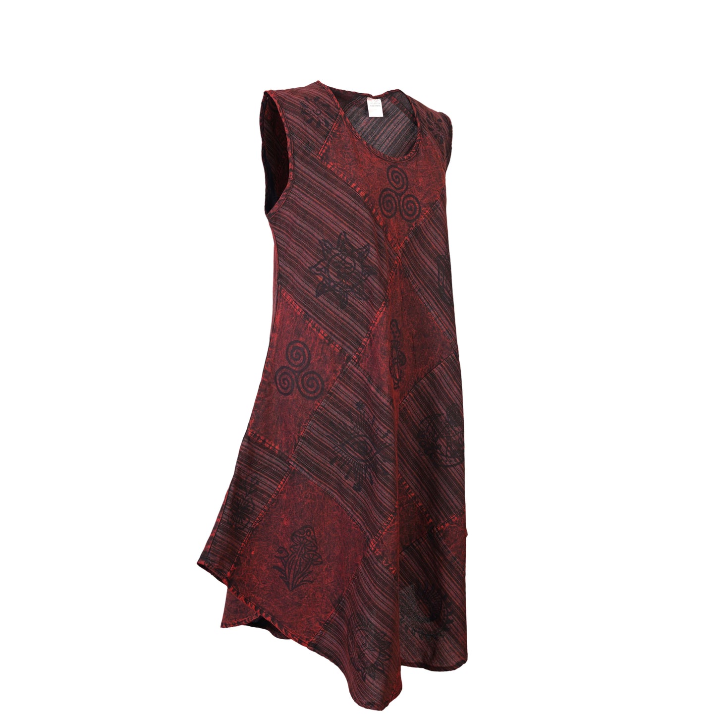 Women's Midi Boho Patchwork Print Sleeveless Hippy Festival Summer Dress