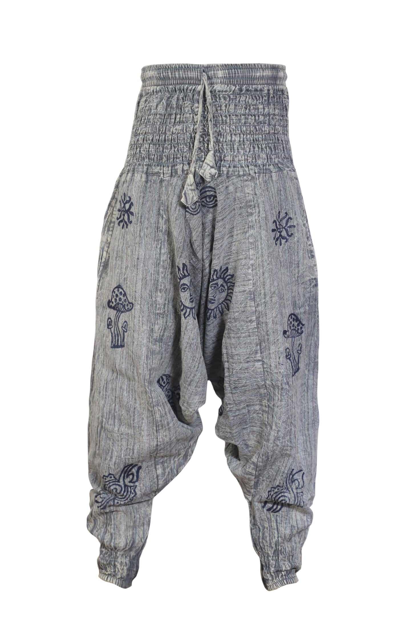 Ezhippie Womens Stonewashed Striped Harem Pants Hippie Trouser