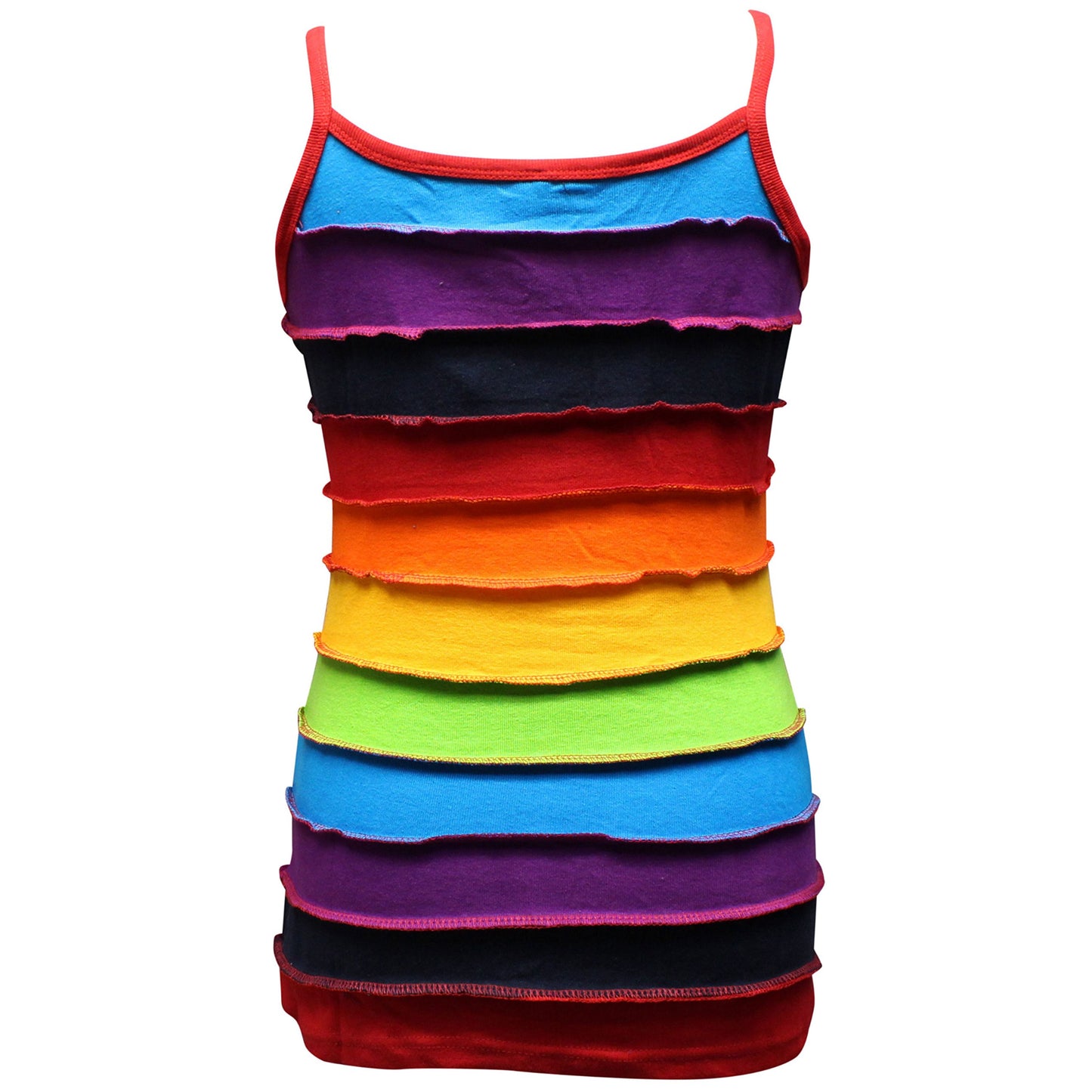 Women Rainbow Striped Multicolored Vest Hippie Sleeveless Tank Top