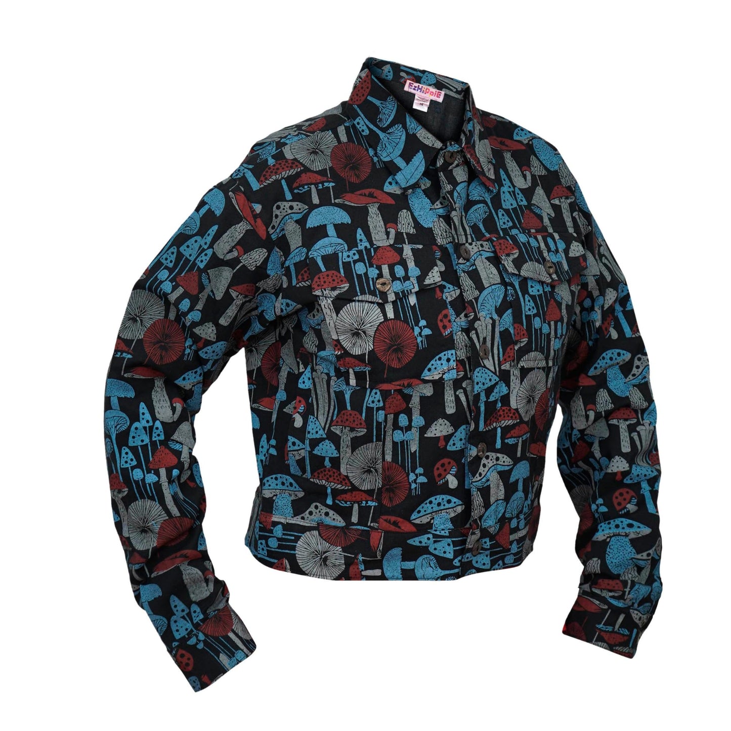 Womens Long Sleeve Tops Tie Dye Button Down Hippie Shirt