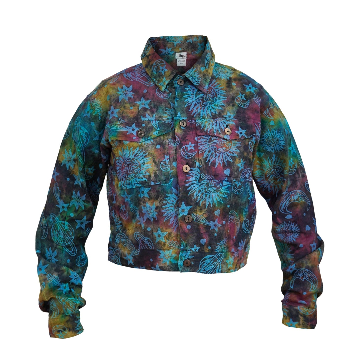 Womens Long Sleeve Tops Tie Dye Button Down Hippie Shirt