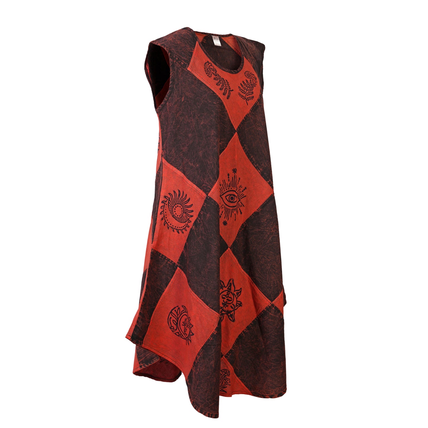 Women's Midi Boho Patchwork Print Sleeveless Hippy Festival Summer Dress