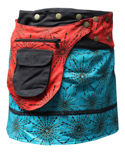 Womens Reversible Both Side Wrap Round Hippy Popper Party Skirt