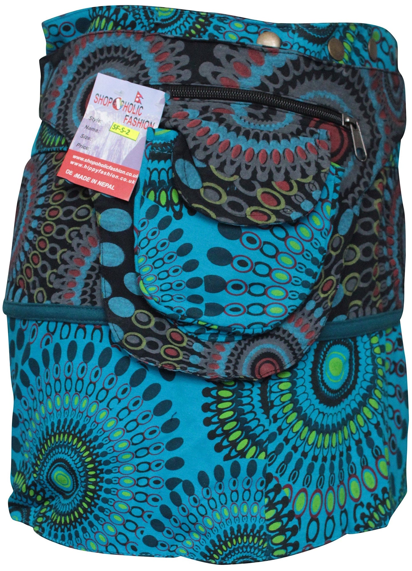 WOMEN REVERSIBLE BOTH SIDE WRAP ROUND HIPPIE POPPER SKIRTS