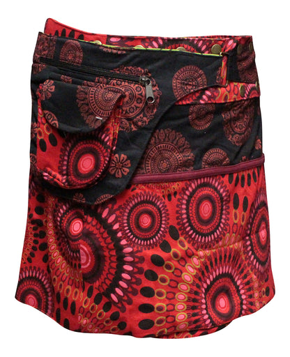 Womens Reversible Both Side Wrap Round Hippy Popper Party Skirt
