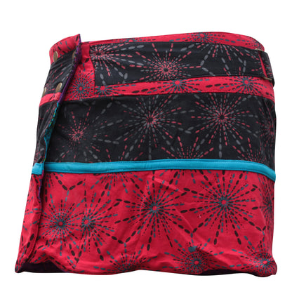 Womens Reversible Both Side Wrap Round Hippy Popper Party Skirt