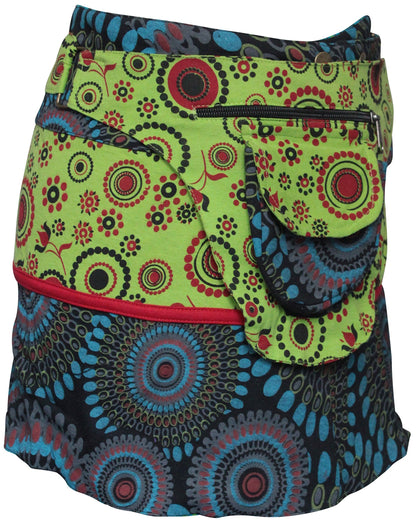 Womens Reversible Both Side Wrap Round Hippy Popper Party Skirt