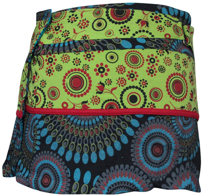 Womens Reversible Both Side Wrap Round Hippy Popper Party Skirt