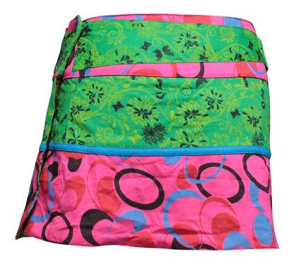 Womens Reversible Both Side Wrap Round Hippy Popper Party Skirt