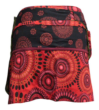 Womens Reversible Both Side Wrap Round Hippy Popper Party Skirt