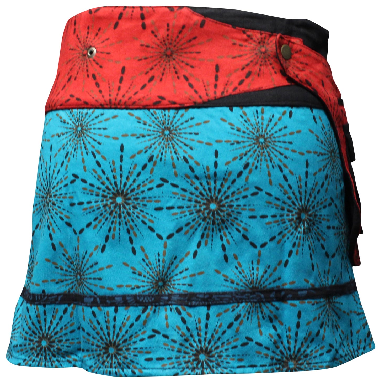 WOMEN REVERSIBLE BOTH SIDE WRAP ROUND HIPPIE POPPER SKIRTS