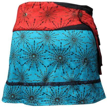 Womens Reversible Both Side Wrap Round Hippy Popper Party Skirt