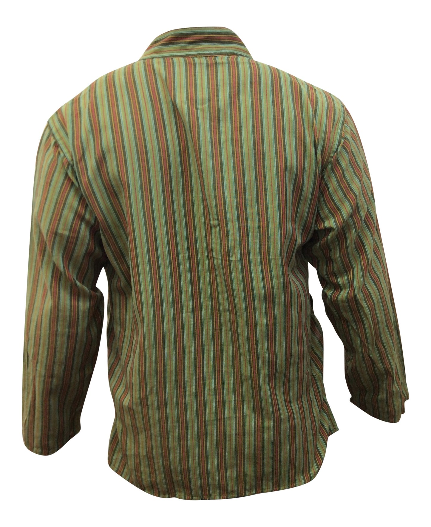 Men Multi Striped Light Cotton Collarless Festival Grandad Shirts