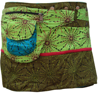 Womens Reversible Both Side Wrap Round Hippy Popper Party Skirt