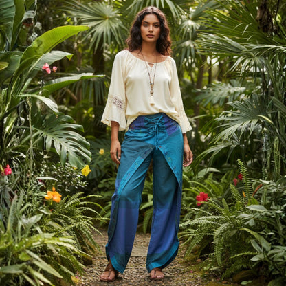 WOMEN MULTICOLOURED HIPPIE WRAP TROUSER PANTS