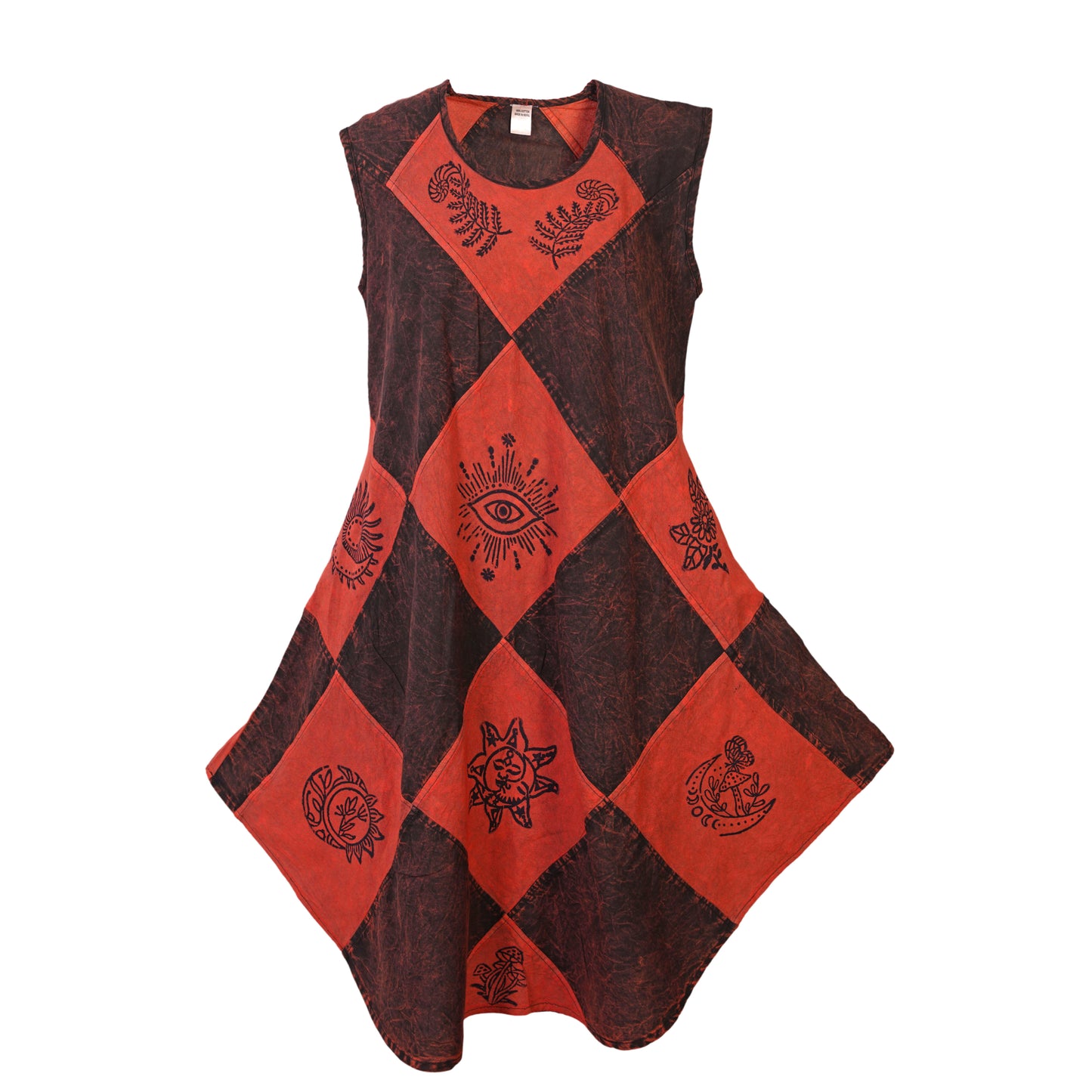 Women's Midi Boho Patchwork Print Sleeveless Hippy Festival Summer Dress