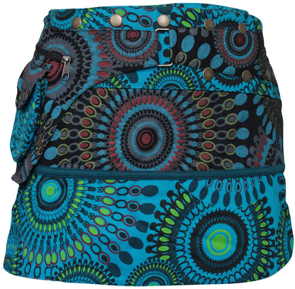 Womens Reversible Both Side Wrap Round Hippy Popper Party Skirt