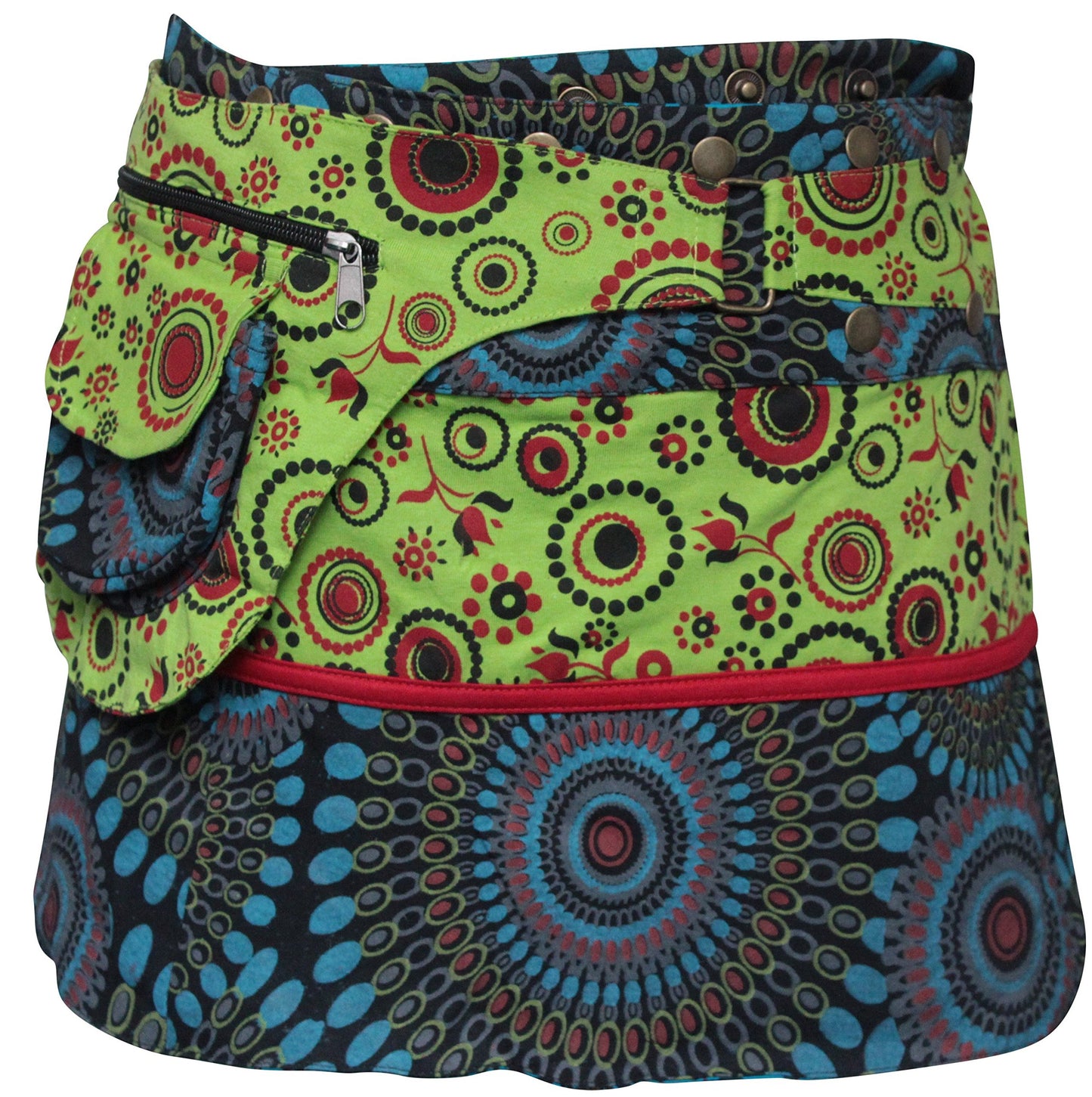 WOMEN REVERSIBLE BOTH SIDE WRAP ROUND HIPPIE POPPER SKIRTS