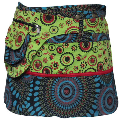 Womens Reversible Both Side Wrap Round Hippy Popper Party Skirt