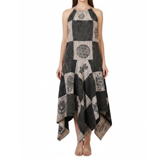 Women Boho Patchwork Maxi Dress Cotton Sleeveless Summer Lightweight Pull On Long Flowing Outfit