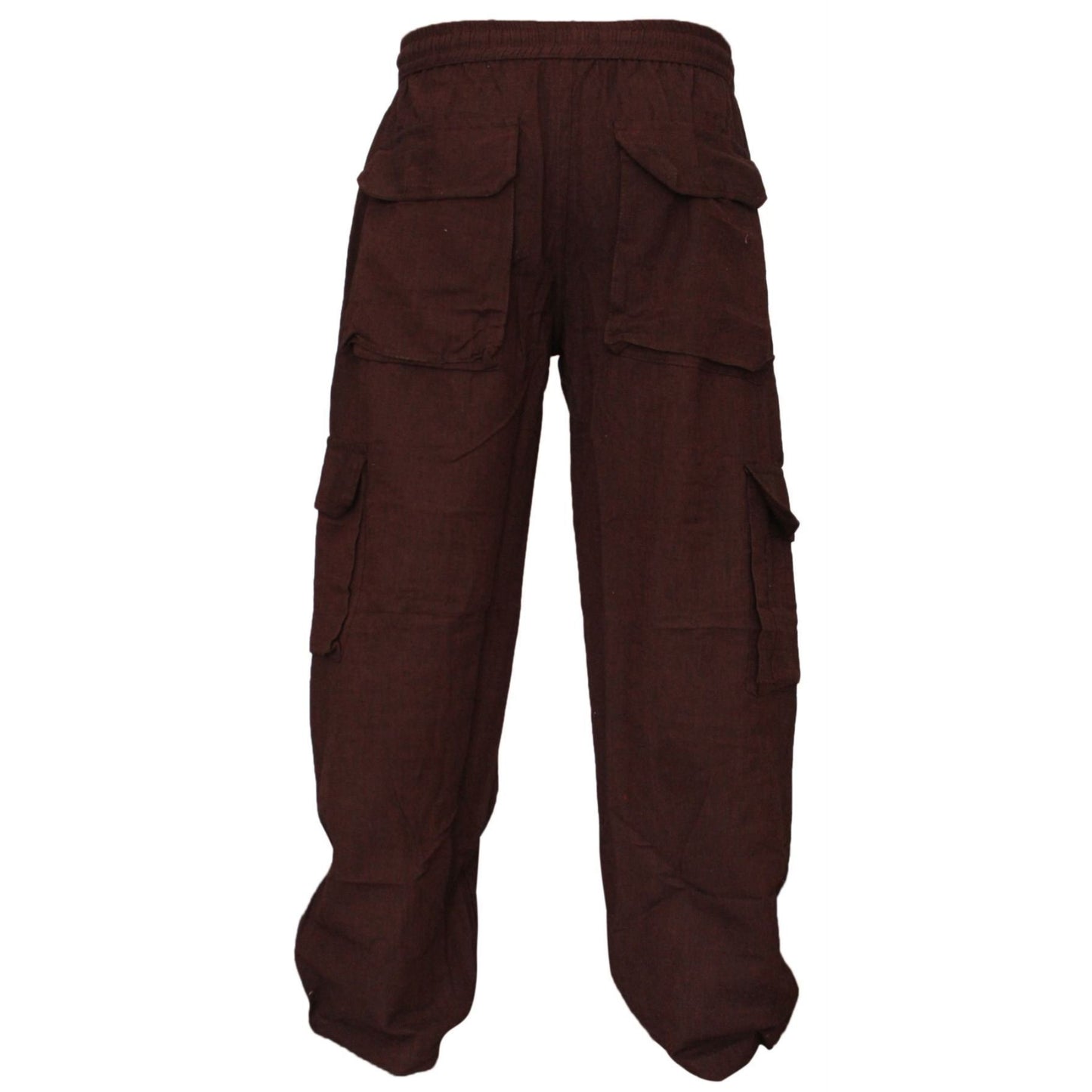 MENS PLAIN COLOUR HEMP HIPPIE COMBAT TROUSERS