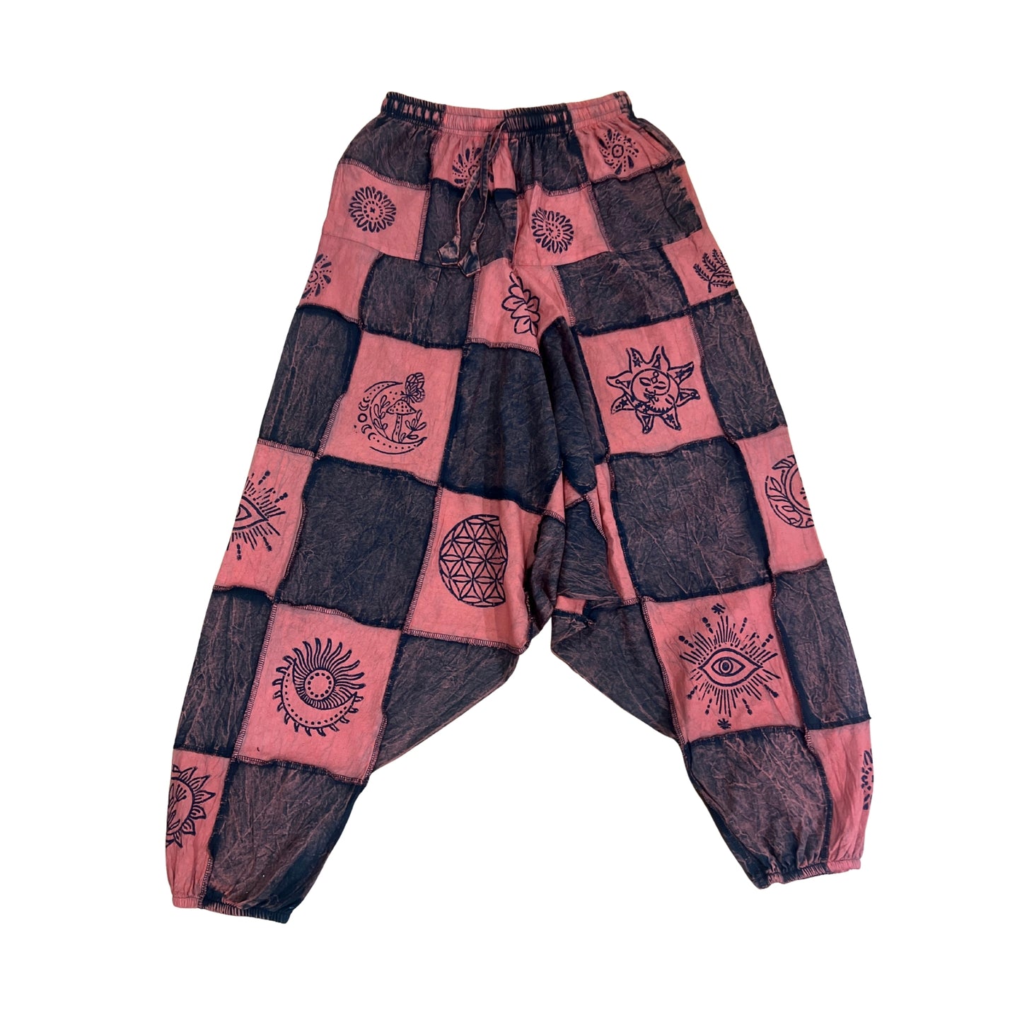 Mens Hippy Patchwork Trouser Lightweight Cotton Boho Festival Summer Harem Pants