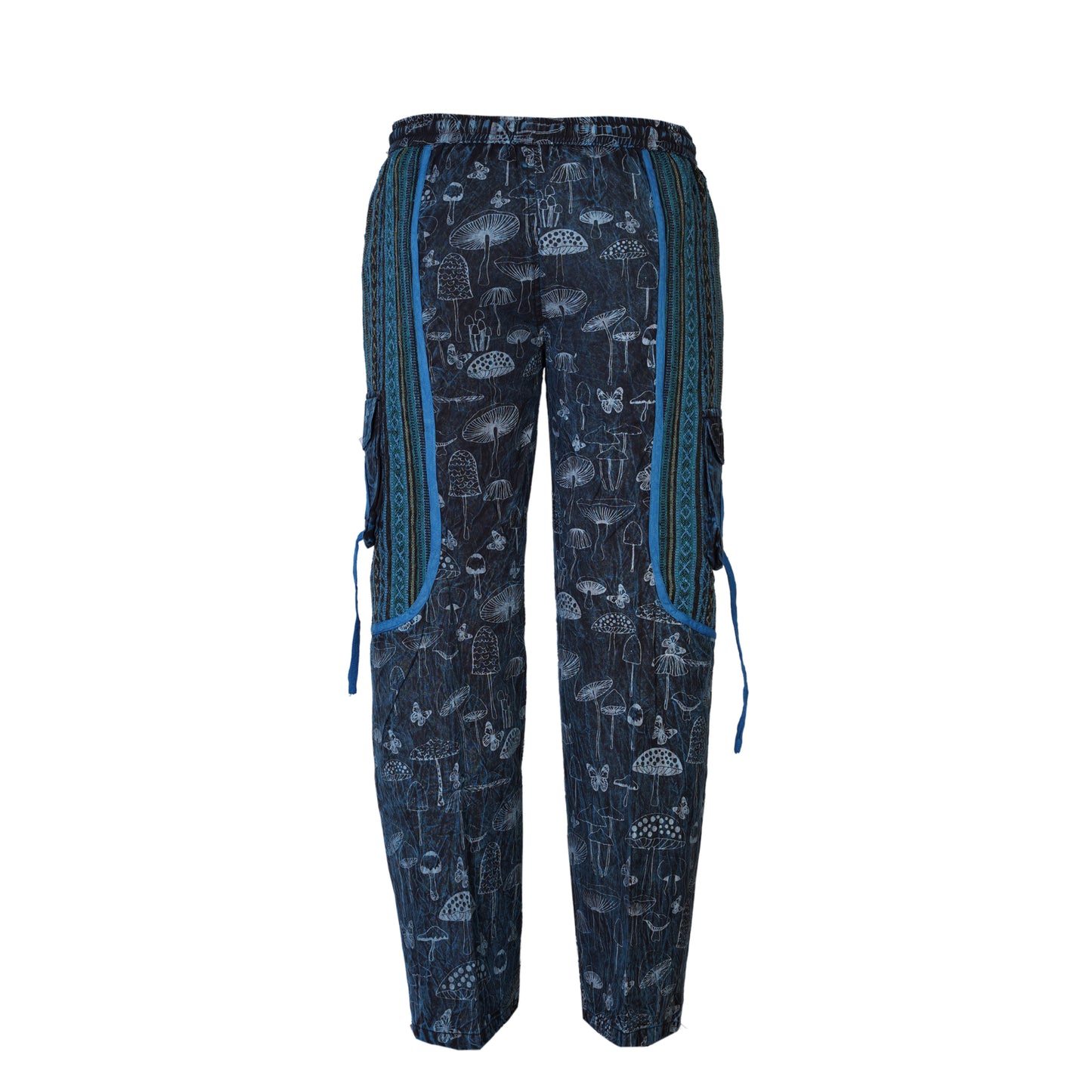 Men's Cotton Cargo Pants Boho Mushroom Print Festival Hippy Trousers