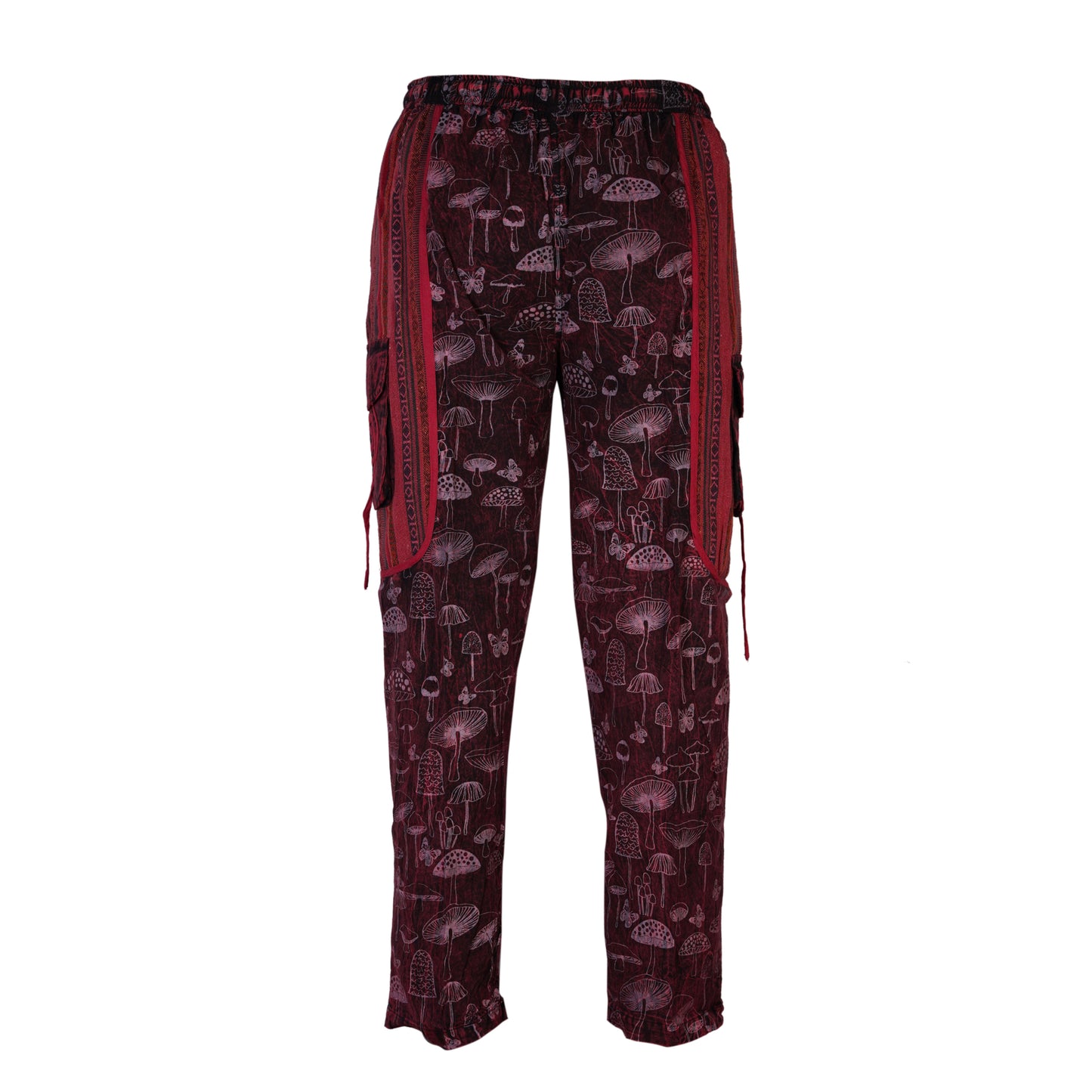 Men's Cotton Cargo Pants Boho Mushroom Print Festival Hippy Trousers