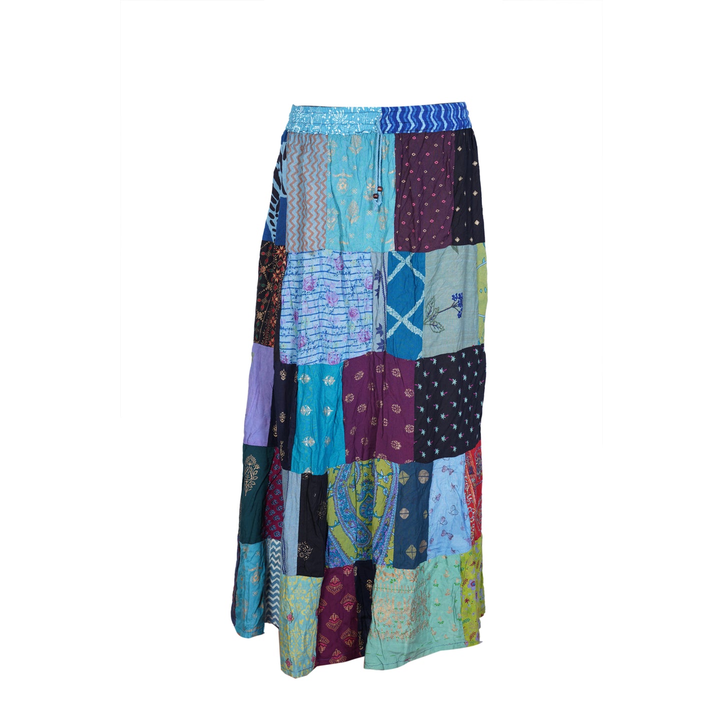 Women's Bohemian Cotton Patchwork Hippy Festival Gypsy Long Skirt