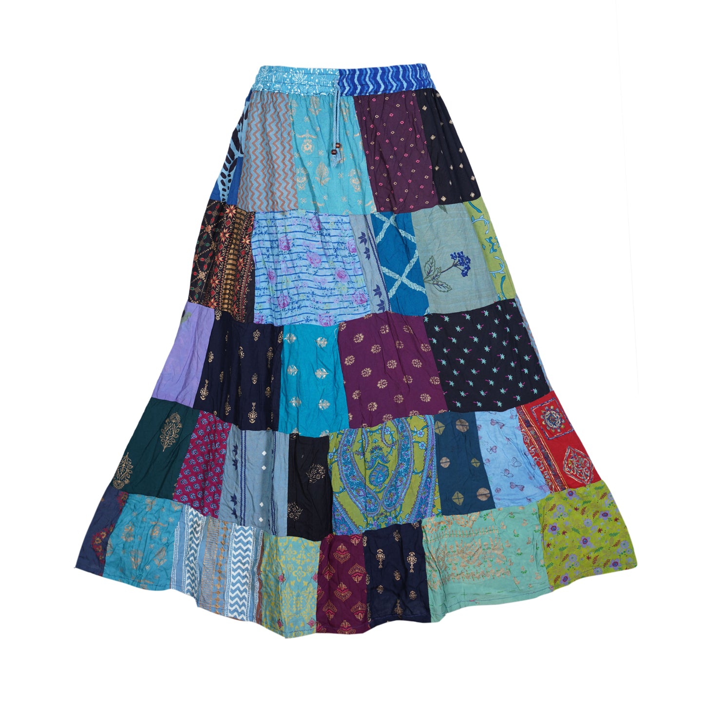 Women's Bohemian Cotton Patchwork Hippy Festival Gypsy Long Skirt