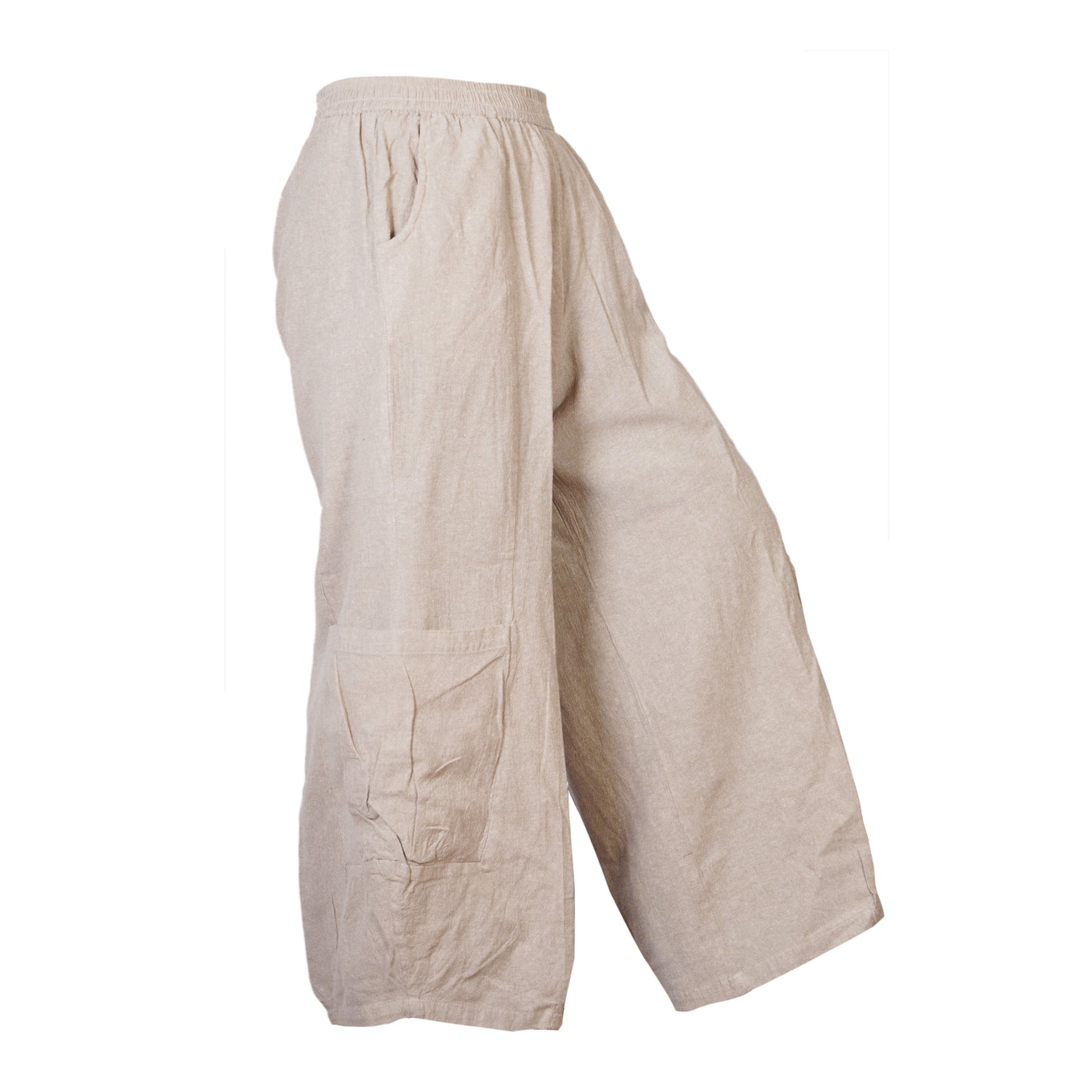 Men's Casual Relaxed Fit Elastic Waist Hippie Cotton Cargo Trouser