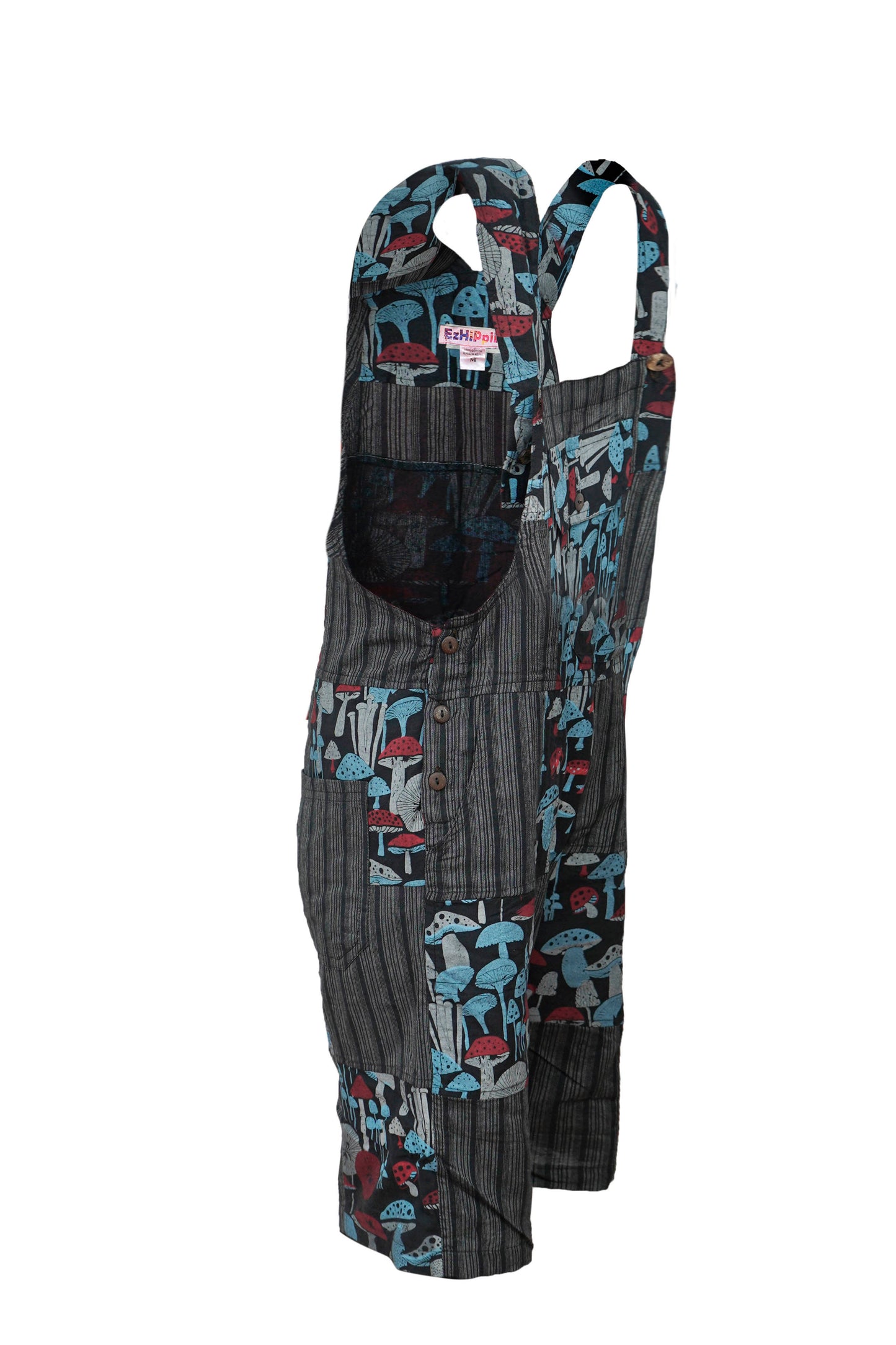 Women's Short Dungarees Patchwork Cotton Hippie Summer Jumpsuits