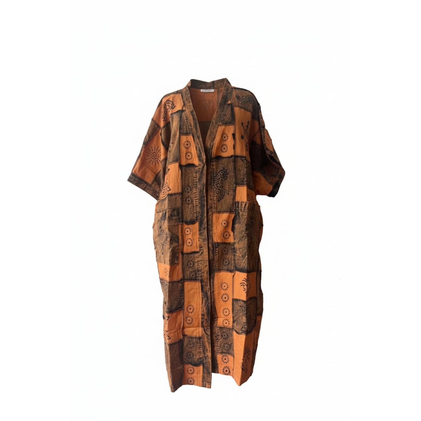 Women's Handmade Patchwork Cotton Short Sleeve Open Front Boho Lightweight Festival Hippie Summer Shirt