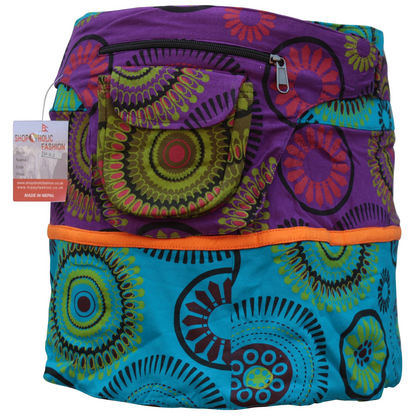 Womens Reversible Both Side Wrap Round Hippy Popper Party Skirt