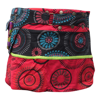 Womens Reversible Both Side Wrap Round Hippy Popper Party Skirt