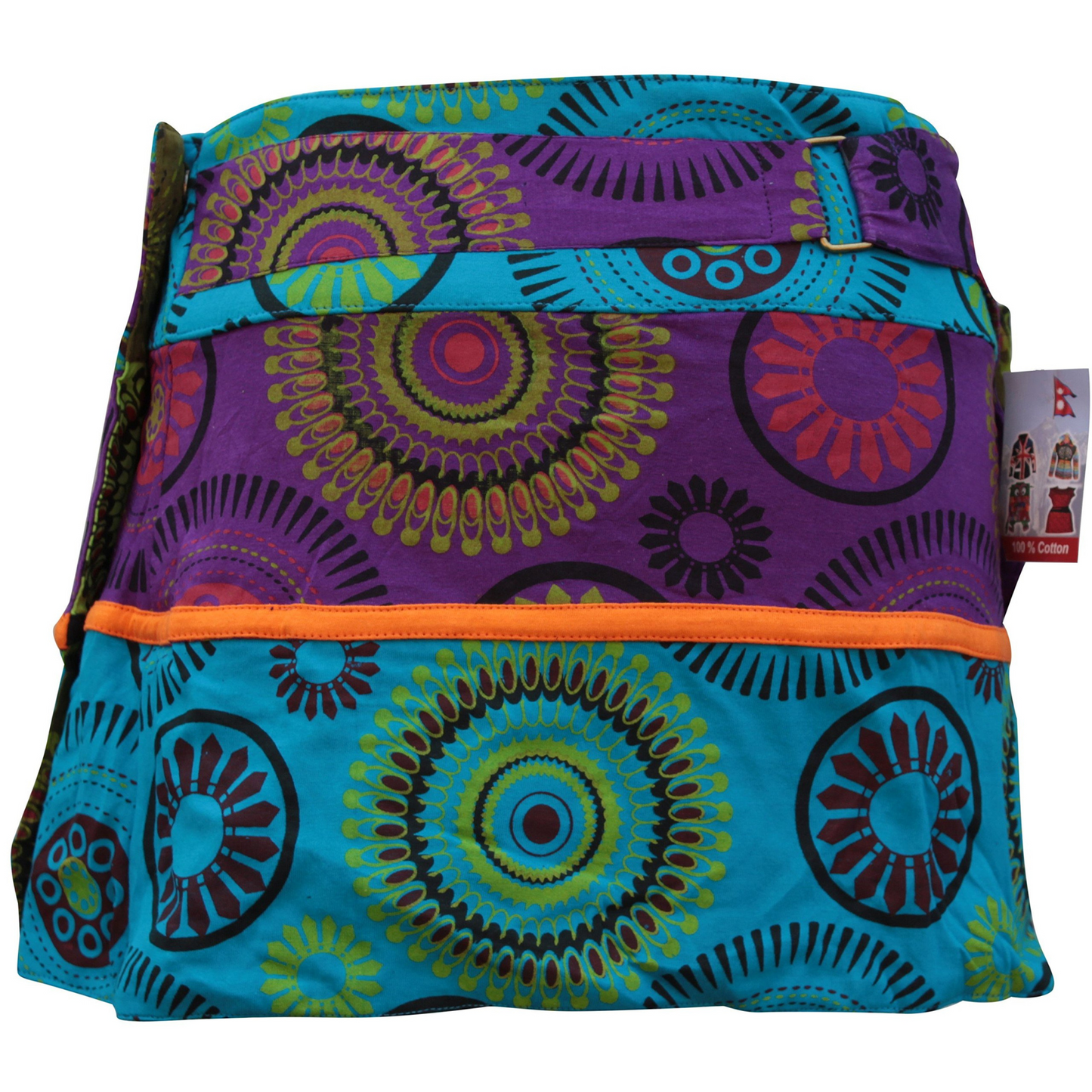 WOMEN REVERSIBLE BOTH SIDE WRAP ROUND HIPPIE POPPER SKIRTS