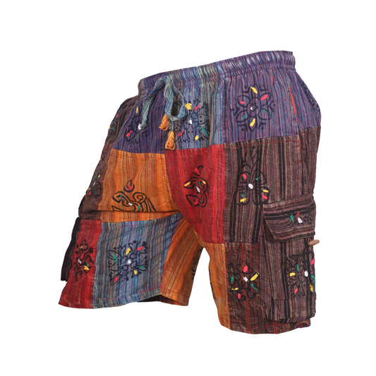 Ezhippie Men's Patchwork Comfortable Hippie Pants - Festival Summer Shorts