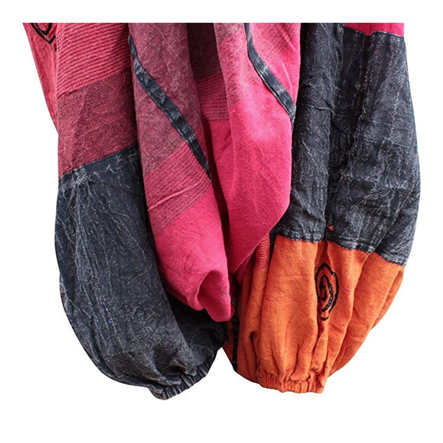 WOMENS STONEWASHED FADED HIPPIE PATCH COLOURFUL DUNGAREES