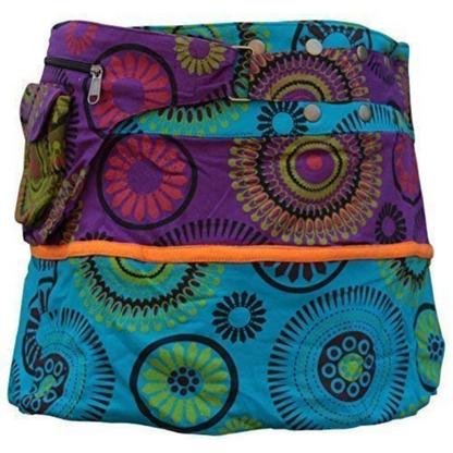 Womens Reversible Both Side Wrap Round Hippy Popper Party Skirt