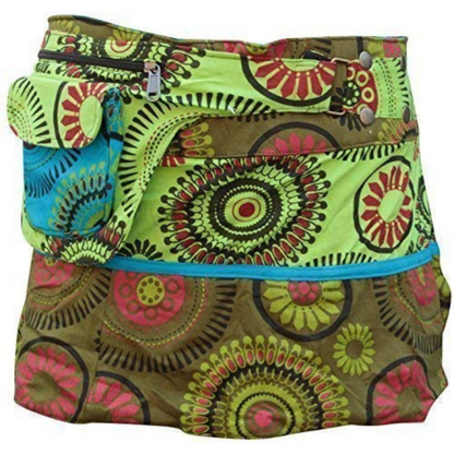 Womens Reversible Both Side Wrap Round Hippy Popper Party Skirt