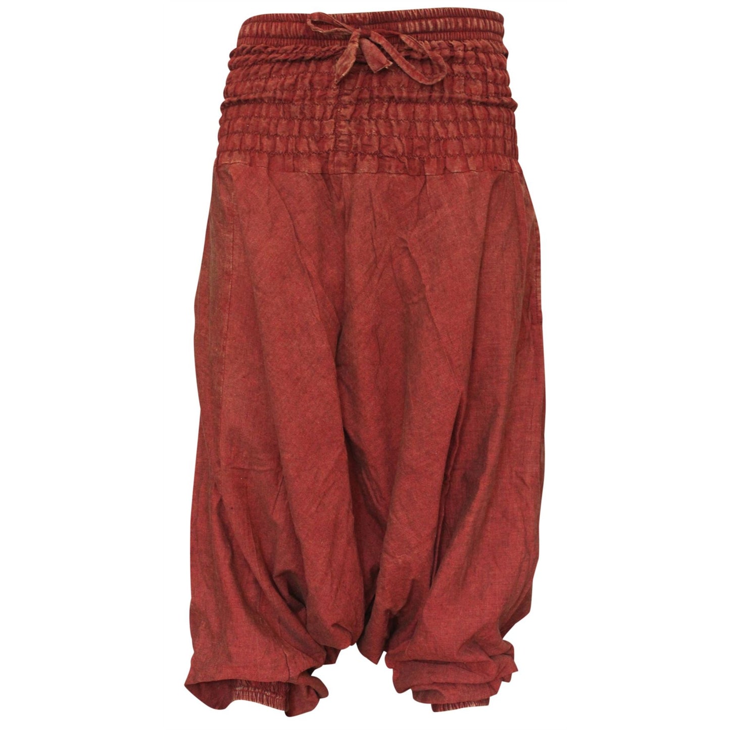 WOMEN STONEWASHED LOOSE FIT PLAIN HIPPIE HAREM TROUSER